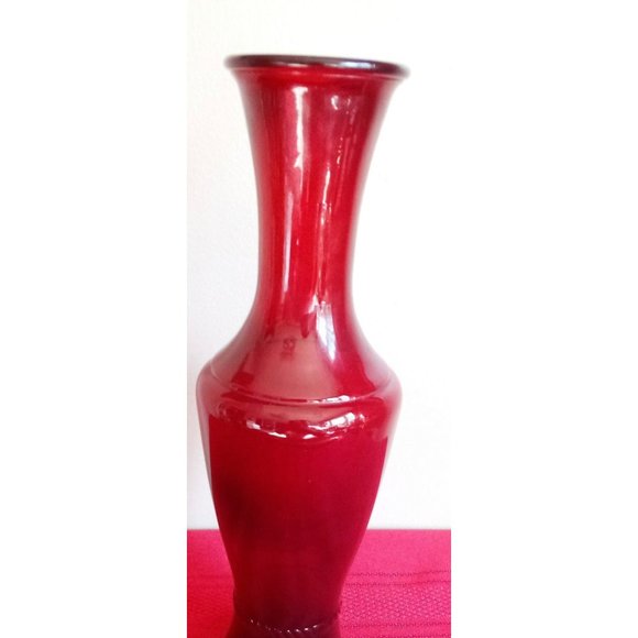 11" Ruby red Glass vase vintage rope design - Picture 3 of 4